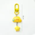 Cute yellow cloud keychain with teardrop and star pendant, funny cartoon bag charm accessory 8cm - Yellow Cloud