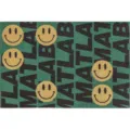 Alfombrilla de fibra de coco verde con cara sonriente y letras, felpudo de entrada antideslizante. - Tienda de marca Smiley Face