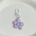 Cute pastel flower keychain detail, purple and blue resin pendant with white metal hook. - [Purple] Large Flower Keychain