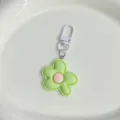 Detailed view of the cute candy color flower keychain pendant, sweet girl bag accessory. - [Green] Large Flower Keychain