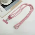 Laccetto per cellulare intrecciato rosa tracolla, cinghia da spalla regolabile smartphone. - Nodo Rosa Scuro + Linguetta Rosa / Rosa