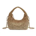 Sparkling Rhinestone Shoulder Bag Luxury Evening Party Crossbody Handbag for Women - Multicolor Gold