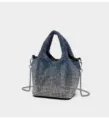 Superbe sac seau en strass dégradé doté d'un design scintillant et d'une bandoulière chaîne. - Bleu Dégradé