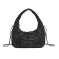 Black Rhinestone Shoulder Bag Sparkly Evening Clutch Crossbody Purse For Women New Style - Black