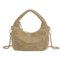 Sparkling Rhinestone Hobo Bag Women Bling Evening Shoulder Crossbody Handbag Nice - Light gold