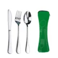 Ensemble de couverts de voyage en acier inoxydable avec etui vert couteau cuillere camping - Ensemble Couteau Fourchette Cuillère / Vert