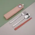 Tragbares edelstahl besteck set mit aufbewahrungsbox und niedlichem hasen löffel gabel - Rosa Hase / Legierung Stäbchen + Löffel + Gabel