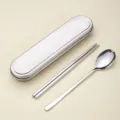 Tragbares Titan Besteck Set Camping Geschirr mit Stäbchen Löffel und Aufbewahrungsbox reisen. - 2-teiliges Set: 316 Löffel & Essstäbchen mit 304 Aufbewahrungsbox