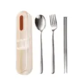 Tragbares Besteckset mit Aufbewahrungsbox Löffel Gabel Stäbchen Reise Geschirr. - 3-teiliges Set aus reinem Titan mit Stäbchen, Gabel und Löffel inkl. PP-Box
