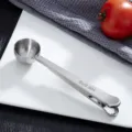 Cuillère à café en acier inoxydable avec pince d'étanchéité 2 en 1 pour cuisine et pâtisserie - Pinces à lait en poudre mat couleur originale 304