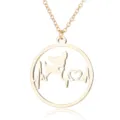 Gouden hond hartslag ketting, geometrische ronde hanger sleutelbeenketting voor dames. - Stijl 2 / Goud