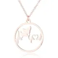 Roségouden hond hartslag halsketting met schattige puppy silhouet hanger, stijlvolle ketting - Stijl 2 / Roségoud