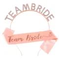Set diadema con strass oro rosa e fascia in raso per festa addio al nubilato sposa. - Set Team Bride / Oro Rosa (TEAM BRIDE)