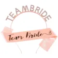 Roségold Strass Team Bride Haarreif und Satinscheibe Set für Junggesellinnenabschied Deko - Team Bride Roségold-Set: Modell 1