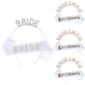 Braut Haarreif und Schärfe Set für Junggesellinnenabschied, Strass BRIDE und BRIDESMAID. - 4-teiliges Braut-Set Weißgold-beschichtet: Modell 3