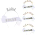 Braut Strass Haarreif und Perlen Schärpe Set für Junggesellinnenabschied Hochzeit. - 4-teiliges Braut-Set Weißgold-beschichtet: Modell 1