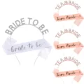 Junggesellinnenabschied Braut Haarreif und Schärpe Set mit glitzernden Buchstaben für Hochzeit. - Bride-to-be-Set aus Weißgold, 4-teilig: Modell 5