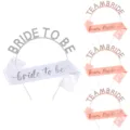 Junggesellinnenabschied Braut Krone und Schärfe Set Strass Haarreif Team Braut Kopfschmuck - Bride-to-be-Set aus Weißgold, 4-teilig: Modell 6