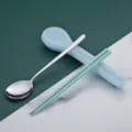 Ensemble de cuillères et baguettes en acier inoxydable avec étui pour voyage en plein air - Acier inoxydable 304 / Set cuillère et baguettes avec boîte verte