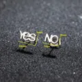 Stainless steel letter stud earrings with yes and no design, minimal fashion jewelry. - 647 Steel Color (YES/NO)