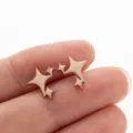 Rose gold asymmetric star earrings minimalist stainless steel ear studs for daily wear party gifts - 648 Rose Gold (Asymmetric Star)