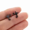 Stylish minimalist black spike star earrings for daily wear, chic edgy jewelry variant. - 648 Black (Asymmetric Star)