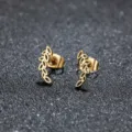 Gold stainless steel leaf stud earrings mini minimalist plant jewelry for women daily wear - 650 Gold (Plant Leaf)