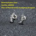 Stainless steel leaf stud earrings for women, minimalist plant botanical minimalist daily jewelry. - 650 Steel Color (Plant Leaf)