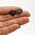 Stainless steel black maple leaf stud earrings, minimalist chic plant design for daily wear. - 651 Black (Maple Leaf)