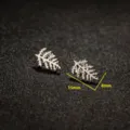 Stainless steel plant leaf stud earrings, mini simple geometric versatile ear jewelry. - 652 Steel Color (Plant Leaf) / 15mm×8mm