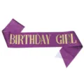 Purple glitter birthday girl sash, elegant gold foil party sash costume accessory. - One Size / Birthday Girl (Gold Text) / Purple
