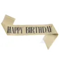 Gold glitter birthday sash, sparkly party ribbon accessory for birthday celebration events. - One Size / Happy Birthday / Gold with Black Text
