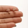 Rose gold stainless steel tree stud earrings, minimalist mini plant design for women. - Tree of Life (653) / Rose Gold