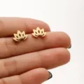 Stainless steel lotus leaf stud earrings minimalist gold earrings for women daily wear - Lotus (654) / Gold