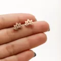 Minimalist rose gold stainless steel lotus plant stud earrings, stylish miniature jewelry. - Lotus (654) / Rose Gold