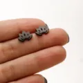 Black Lotus Flower Stud Earrings Stainless Steel Minimalist Daily Wear Fashion Jewelry Variant - Lotus (654) / Black