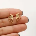 Stainless steel leaf earrings, minimalist gold tree branch studs, fashion cute daily jewelry. - Maple Leaf (655) / Gold