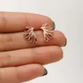 Rose Gold Stainless Steel Plant Leaf Stud Earrings Minimalist Chic Daily Fashion Jewelry Variant - Maple Leaf (655) / Rose Gold