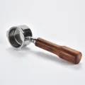 Stainless steel coffee machine portafilter with ergonomic wooden handle for home kitchen use. - 51mm C1 Red Sandalwood