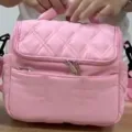 Borsa Termica Trapuntata Rosa Carina Borsa Pranzo Impermeabile per il Lavoro e la Scuola - 23*15.2*19.5cm / Rosa