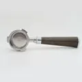 Stainless steel coffee machine portafilter with wooden handle for home kitchen use. - 51mm Black Sandalwood with Lid