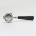 Stainless steel 3-ear bottomless coffee machine portafilter with black handle accessory - 51mm African Blackwood
