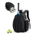 Schwarzer Tennis-Rucksack mit Schuhfach, Schlägerhalterung und Taschen für Outdoor-Sport. - Schwarz