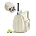 Beige Tennis Rucksack für Damen und Herren, tragbare Pickleball Tasche mit Schuhfach - Gebrochenes Weiß