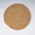 Round woven straw placemat handcrafted thick natural cattail heat insulation table mat - 38cm Diameter / Original Color
