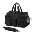 Bolsa de limpieza multifuncional negra con múltiples bolsillos y correa de hombro. - Negro