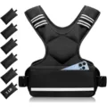 Adjustable weighted vest for running, fitness and strength training with removable weight bags. - 6-8 lbs / Black
