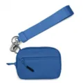 Blue waterproof nylon mini wallet with wrist strap and keyring for women coin purse daily use - Blue