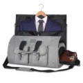 Grey convertible travel garment bag 2-in-1 hanging suit carry-on luggage with a shoe compartment. - Light Gray