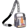 Clear crossbody bag for women with wide adjustable tribal strap, transparent stadium bag - Gray
